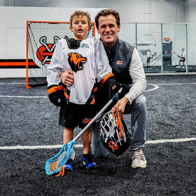 Joe Opron with his son at Team Illinois box lacrosse